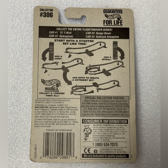 Hot Wheels 1995 Range Rover Flamethrower Series Collector #386 15225-0911 - Picture 3 of 5